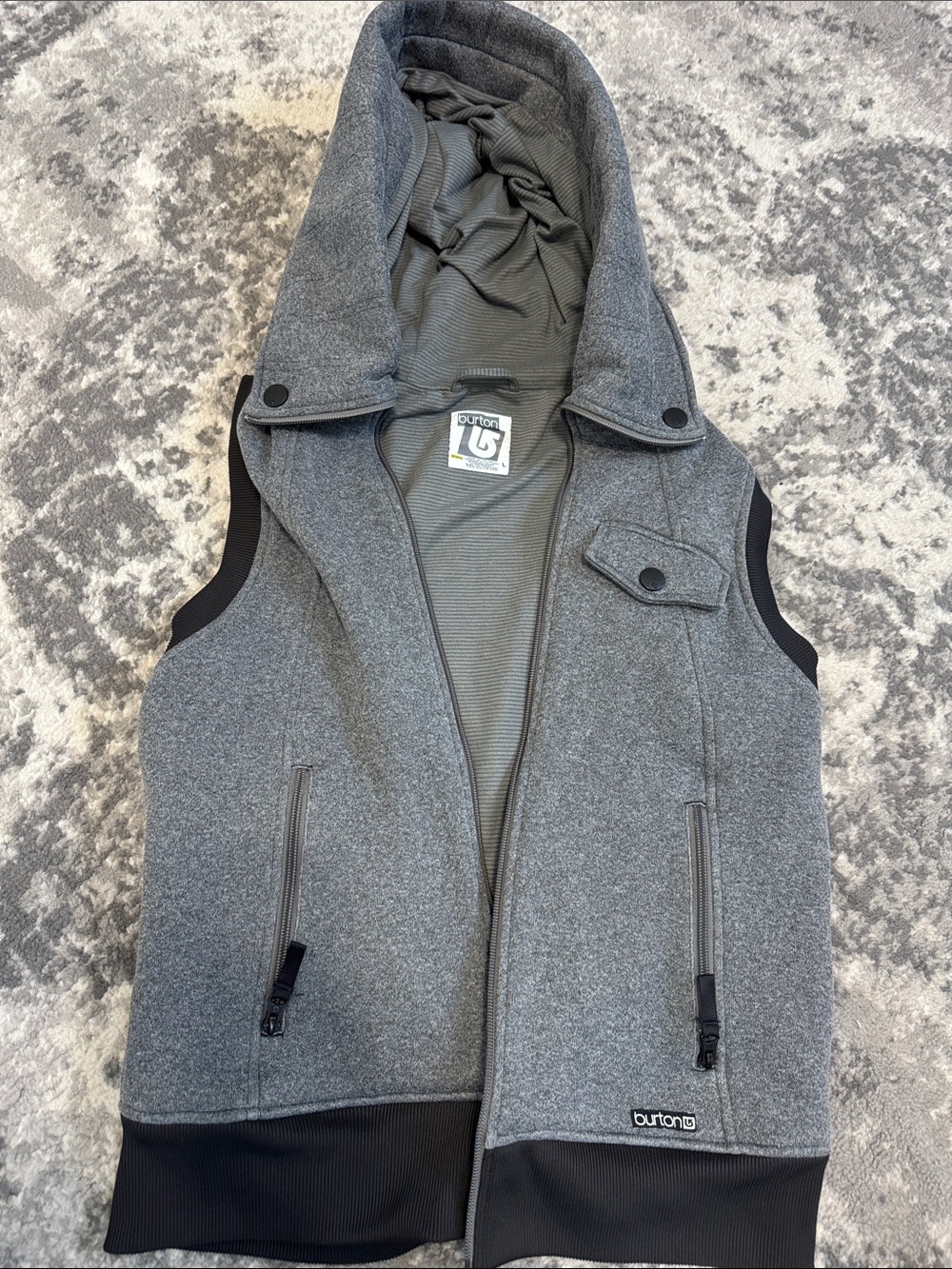 Burton Gray Hooded Sleeveless Vest
